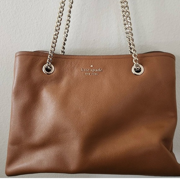 Kate Spade Jordyn Large Brown Leather Chain Shoulder Bag - Picture 10 of 10